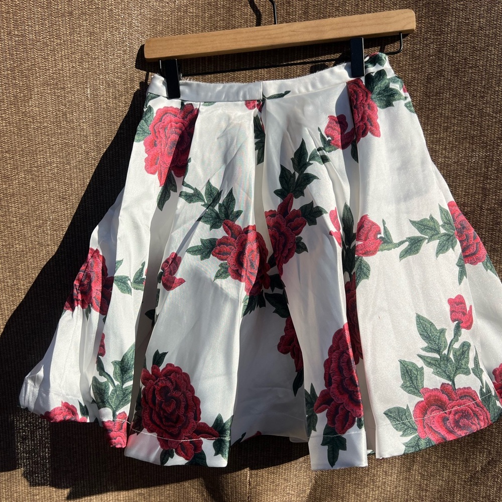 Vintage Dancing Queen USA Tudor Rose-print pleated Western Cowgirl Skirt Sz XS